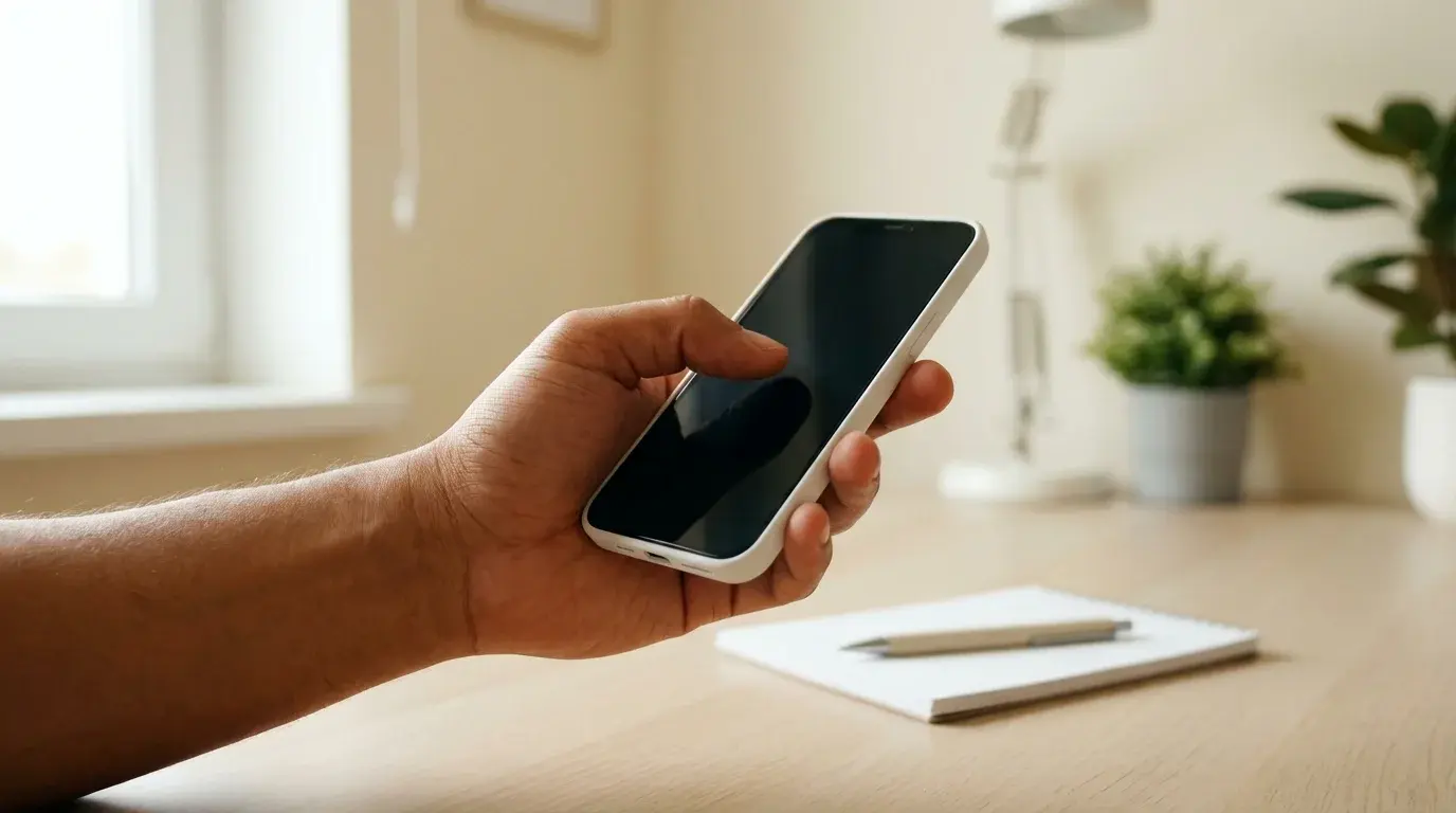 GamStop phone number and contact details — person holding a phone ready to make a call